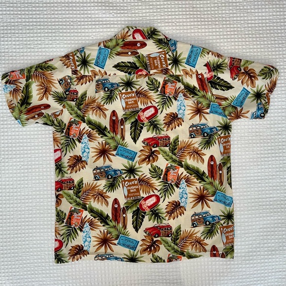 CT HAWAII FASHIONS Mixed Print Men’s Hawaiian Shirt - Small, Cream/Multi-Color - Picture 2 of 6